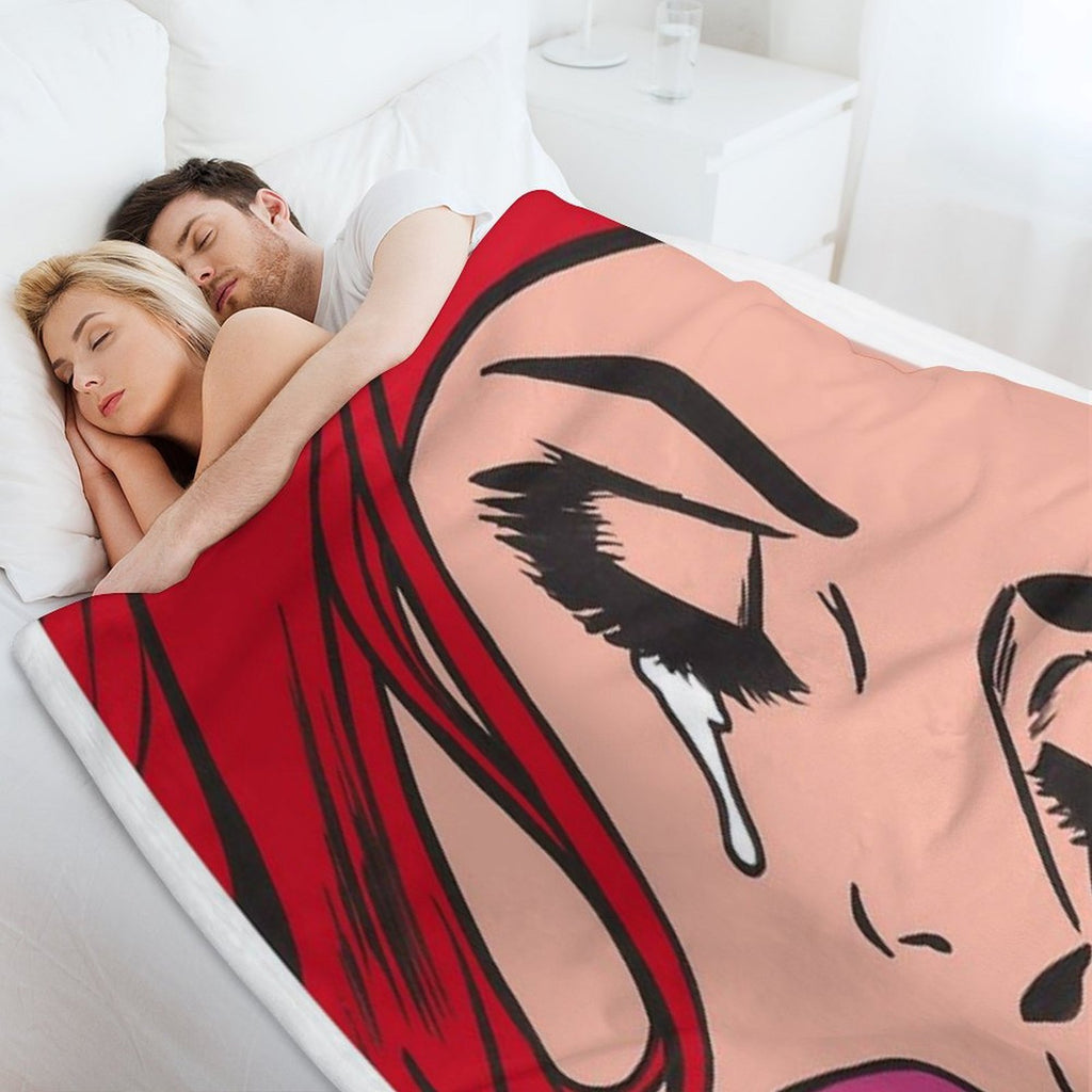 Red Crying Comic Girl Eco-conscious Throw Blanket