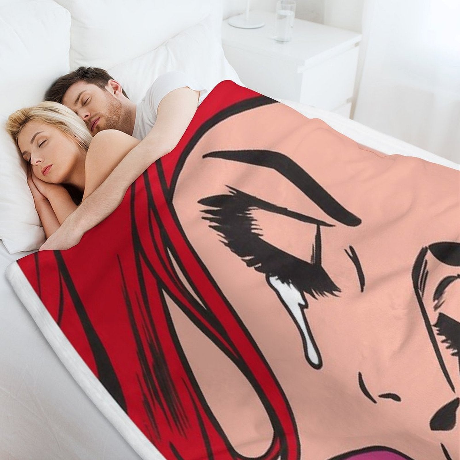 Red Crying Comic Girl Eco-conscious Throw Blanket