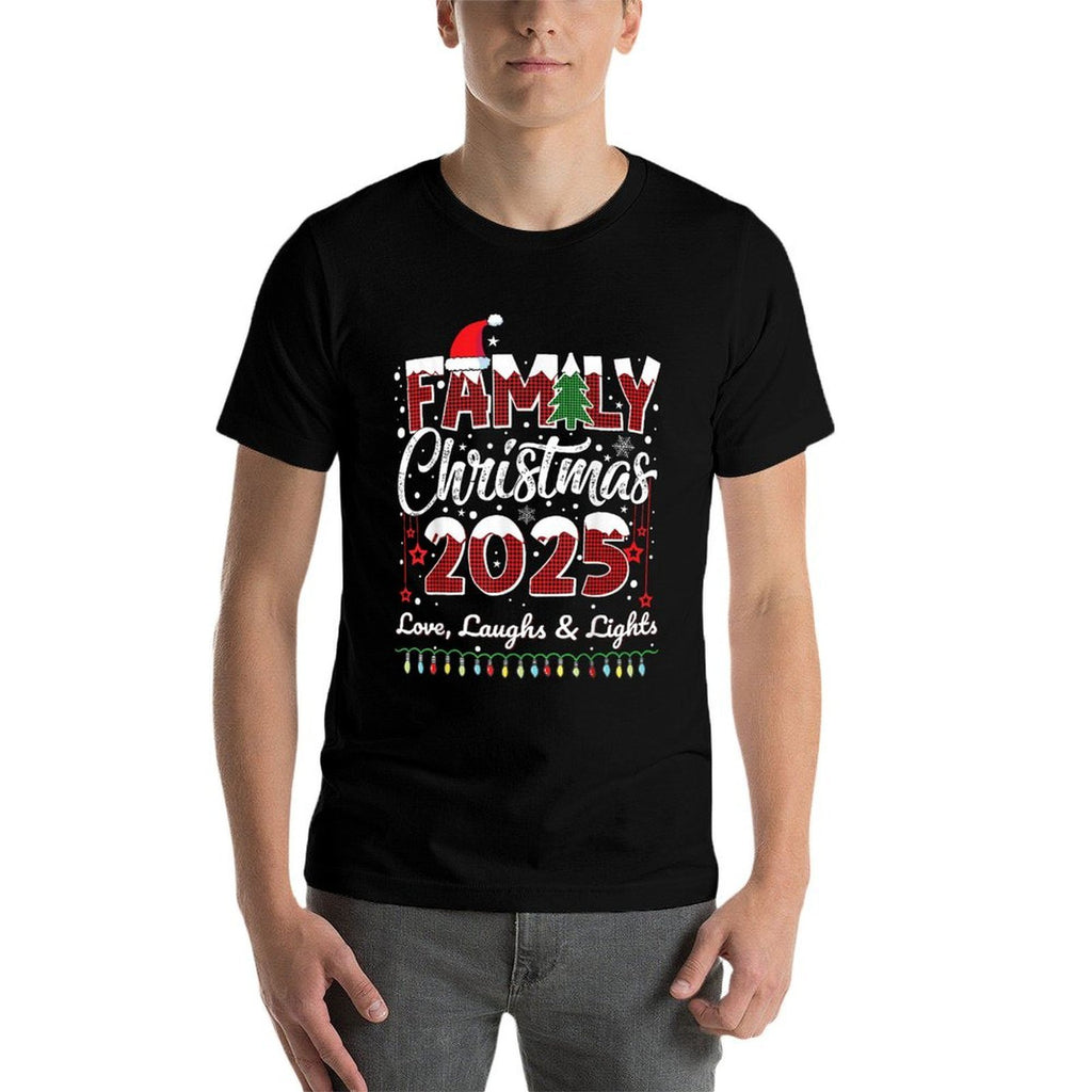 Family Christmas 2025 Love, Laughs And Lights Holiday Xmas  Lightweight T-Shirt