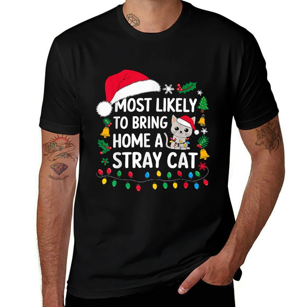 Most Likely to Bring Home A Stray Cat Christmas Costume Xmas  Soft T-Shirt