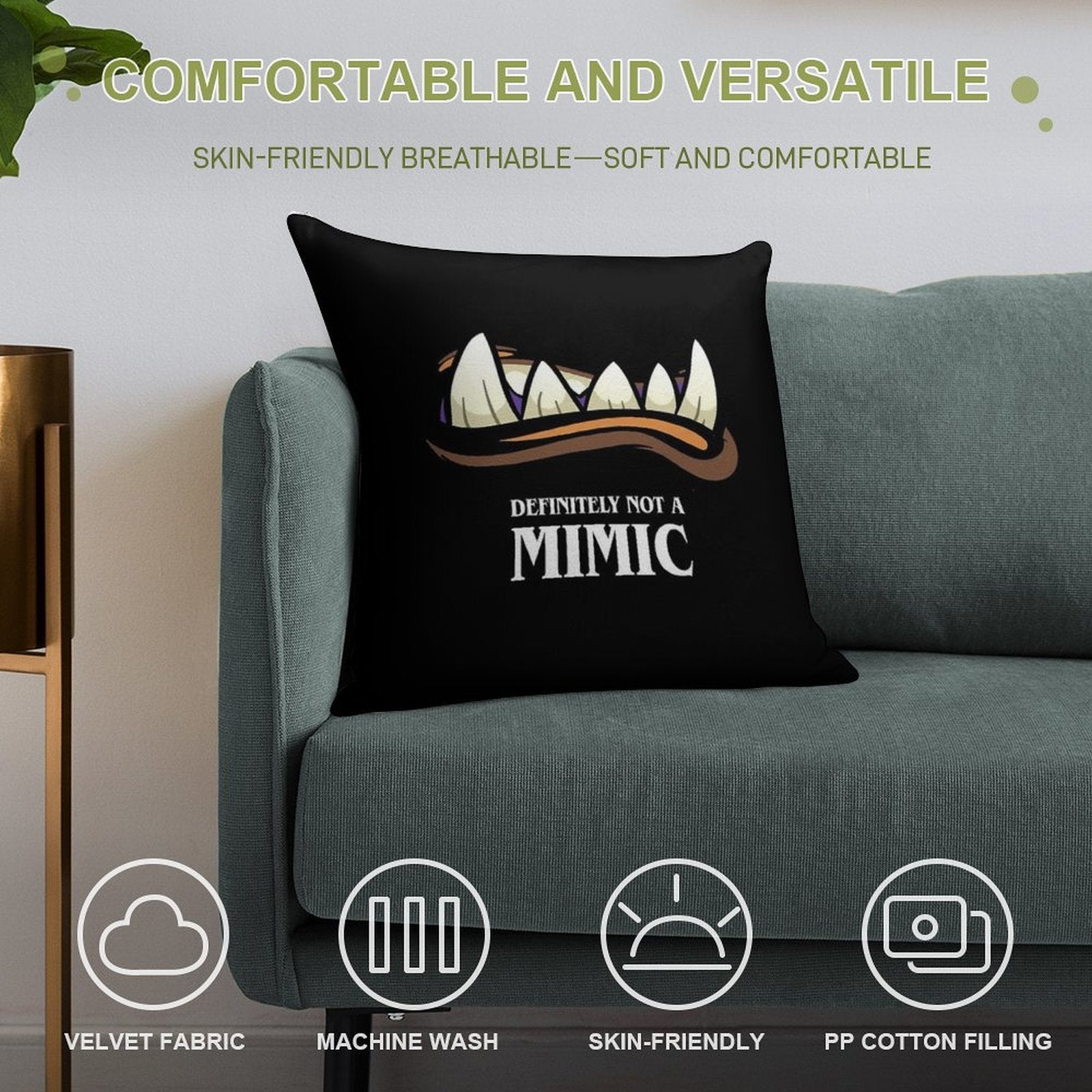 Definitely Not A Mimic Tabletop RPG Gaming Soft Warmth Comfort Throw Pillow