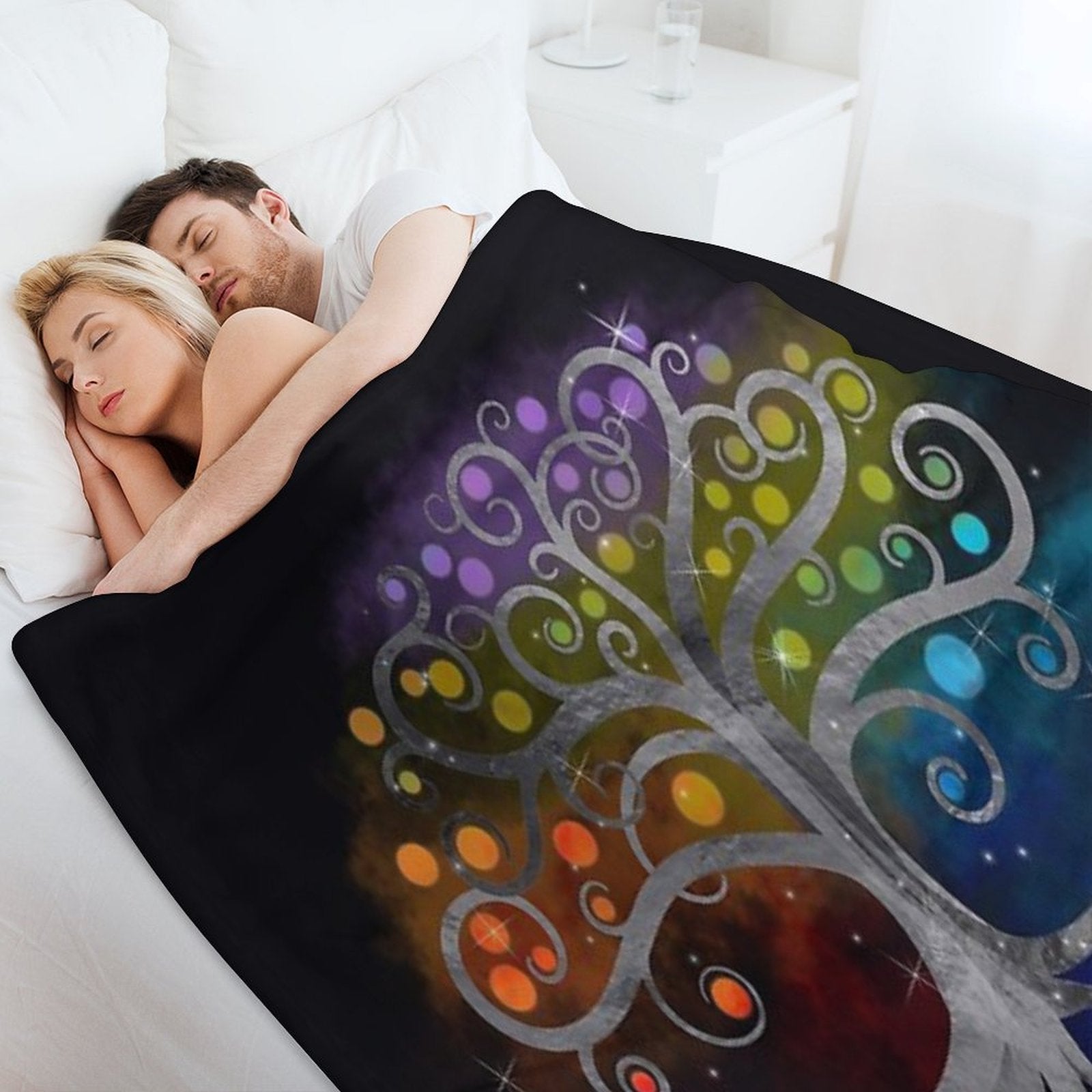 Tree of Life Silver Swirl Lightweight Throw Blanket