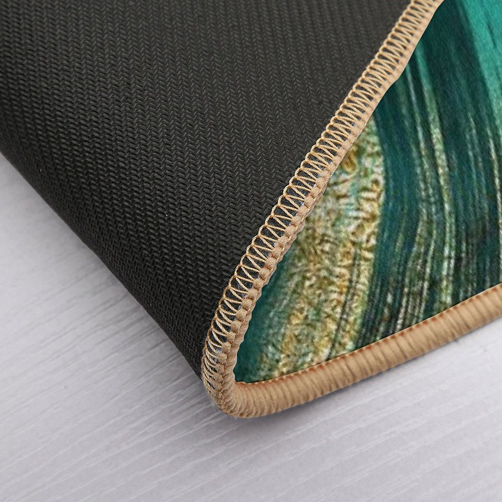 Gold Veined Green Luxury Faux Marble  Rapid-Drying Bath Mat