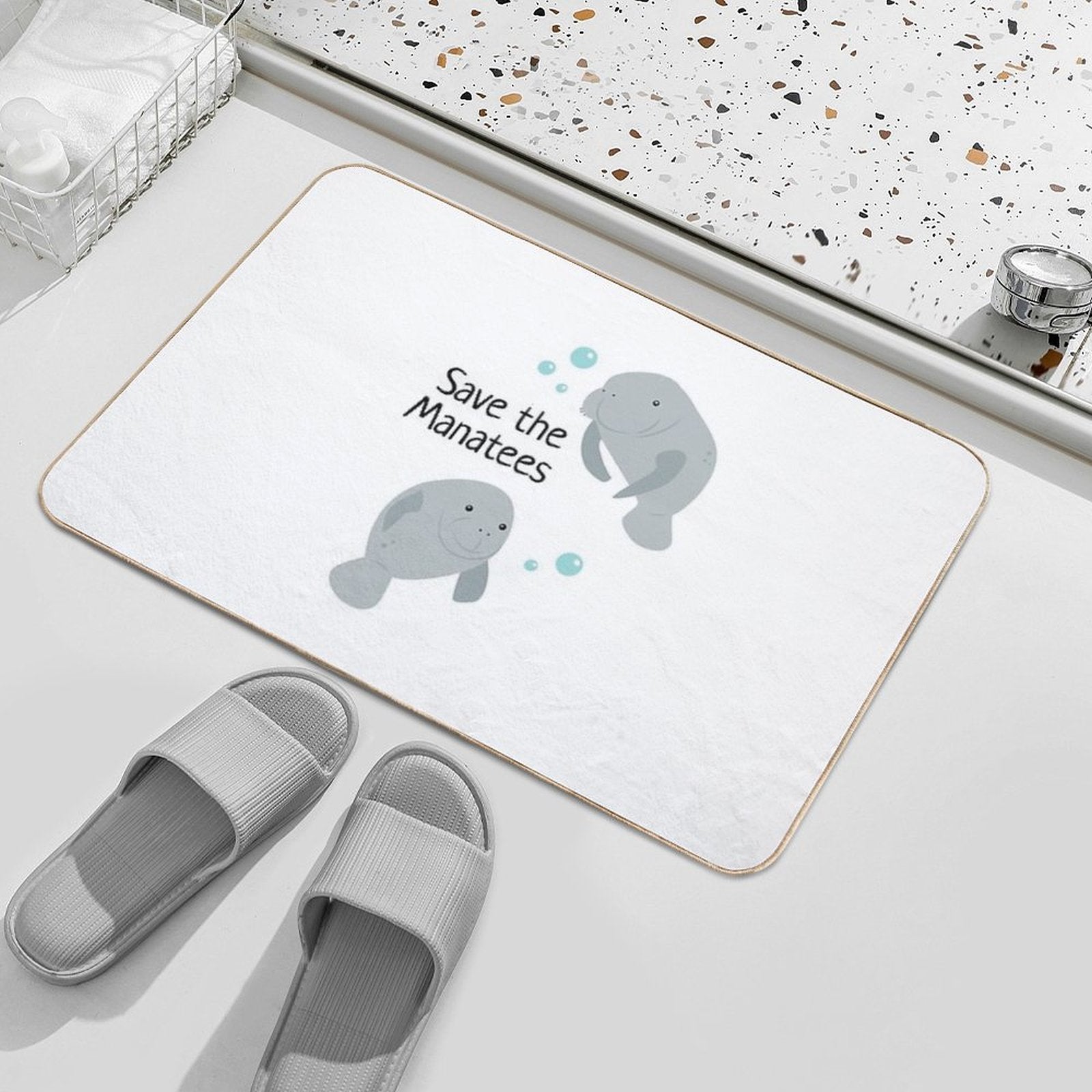 Save The Manatees  Dirt-Trapping Bath Mat