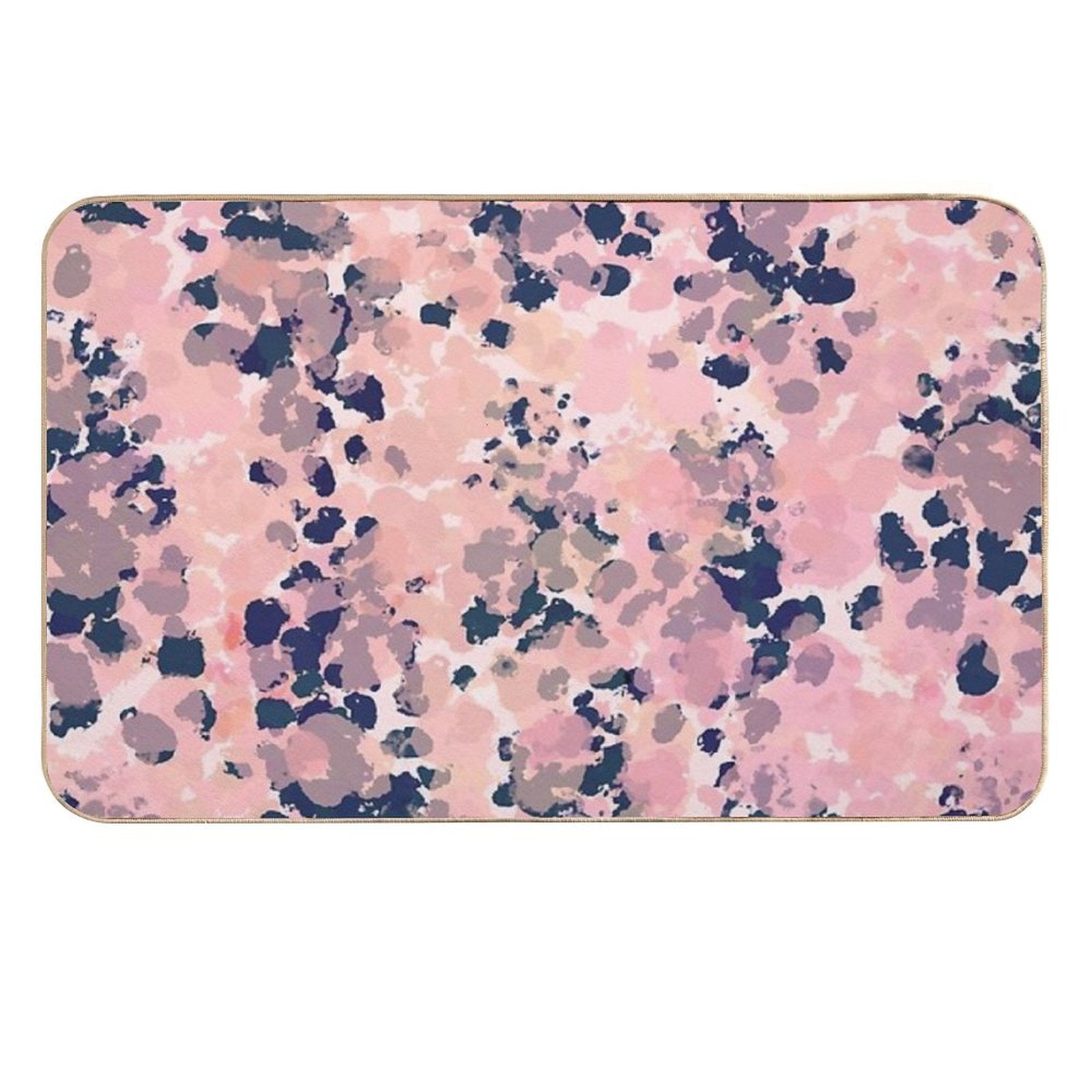 Smudgy Painted Abstract Pattern in Navy Blue, Pink, Taupe, And Blush  Eco-Friendly Bath Mat