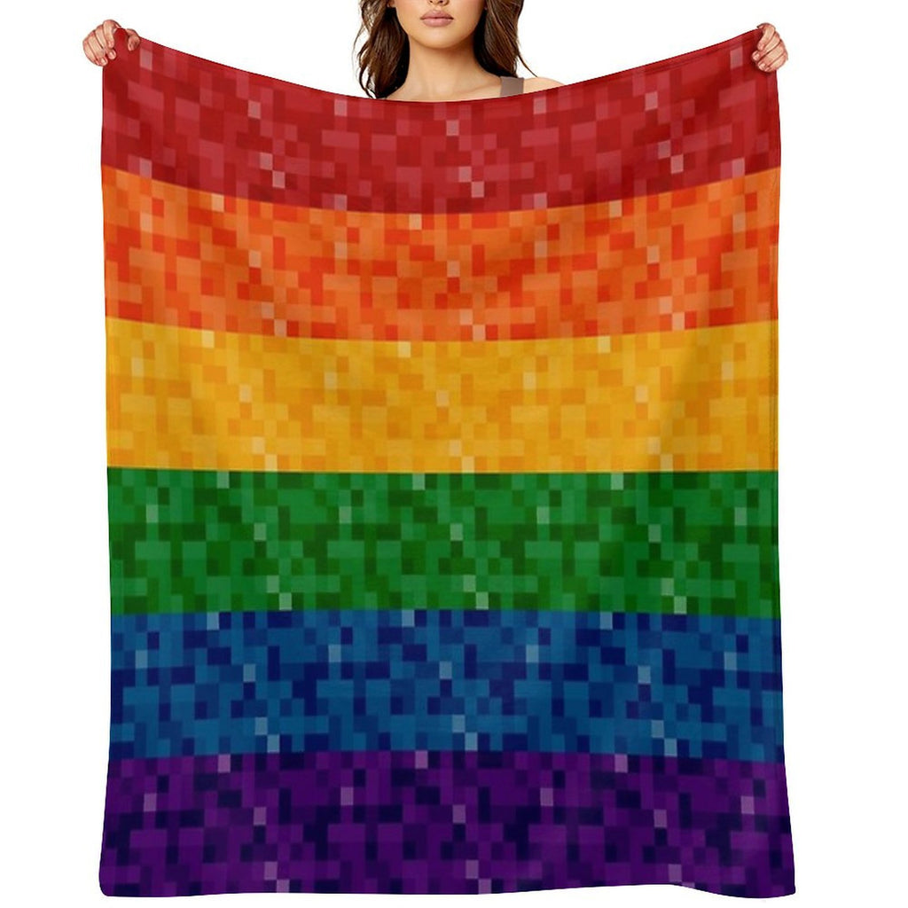 Seamless Repeating LGBTQ Pride Rainbow Pixel Flag Background Machine-washable Throw Blanket