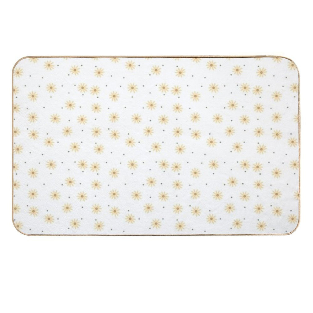 Dainty Yellow Daisies on White  High-Traffic Bath Mat