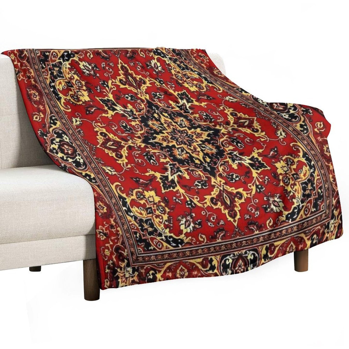 17th Century Afghanistan Rug Print Travel-friendly Throw Blanket