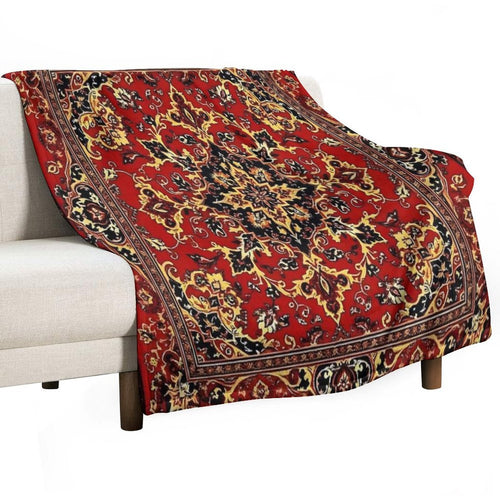 17th Century Afghanistan Rug Print Travel-friendly Throw Blanket