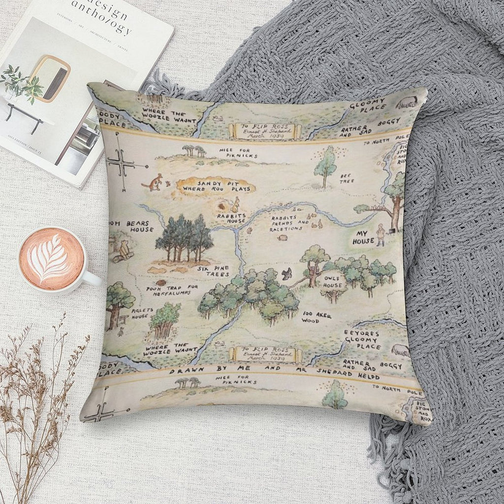 Hundred Acre Wood Map Soft Multiple Sizes Throw Pillow