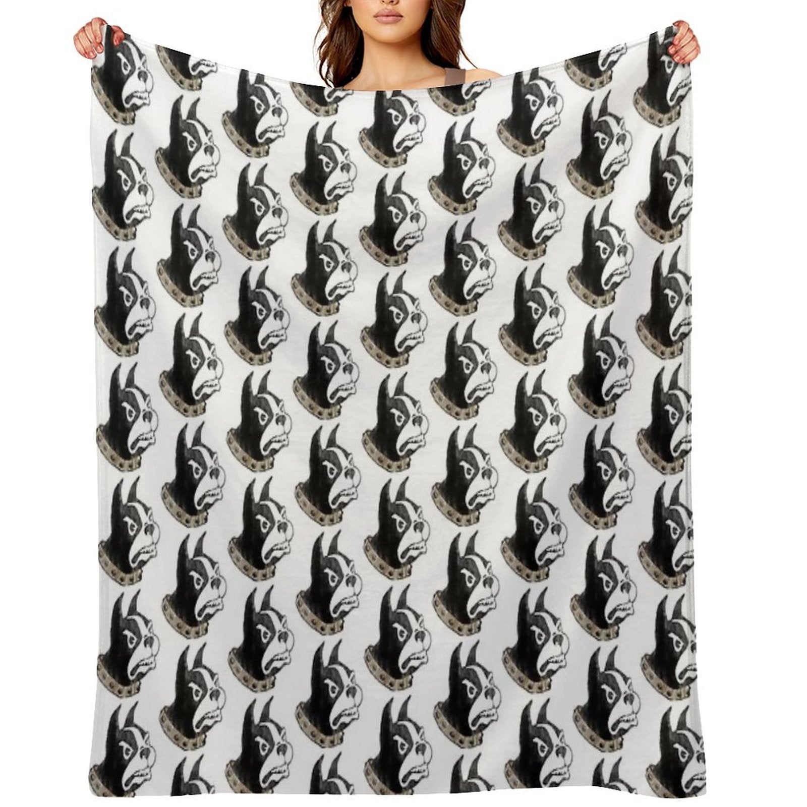 Watercolor Black And Gold Wofford College Terrier Lightweight Throw Blanket