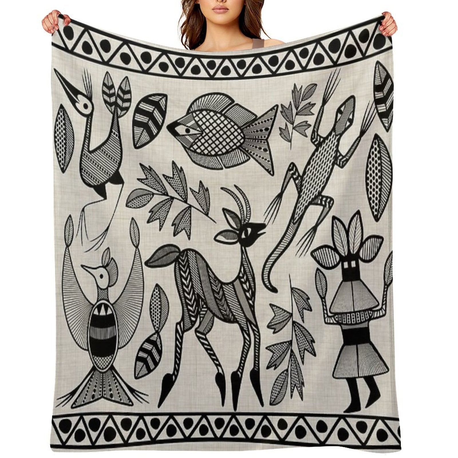 African Senufo Korhogo Tribal Ethnic Art Shrink-resistant Throw Blanket