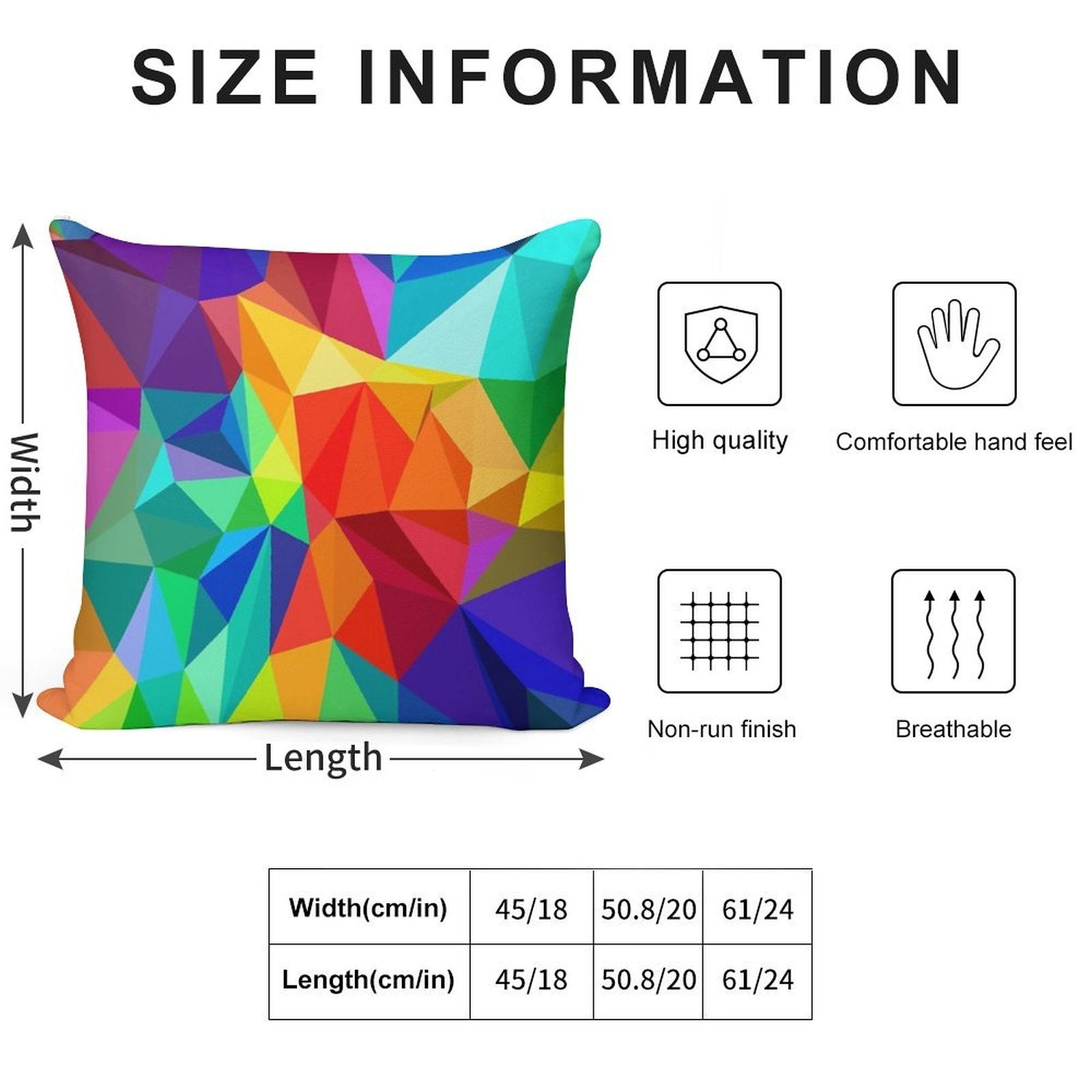 Bright Colorful Geometric Rainbow Design Soft Bedroom Essential Throw Pillow