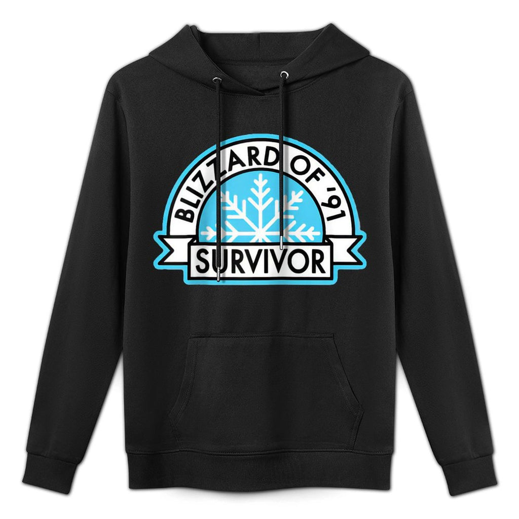 Blizzard of ’91 Survivor – Retro Snowstorm Badge Raglan Baseball Breathable Fabric Hoodie