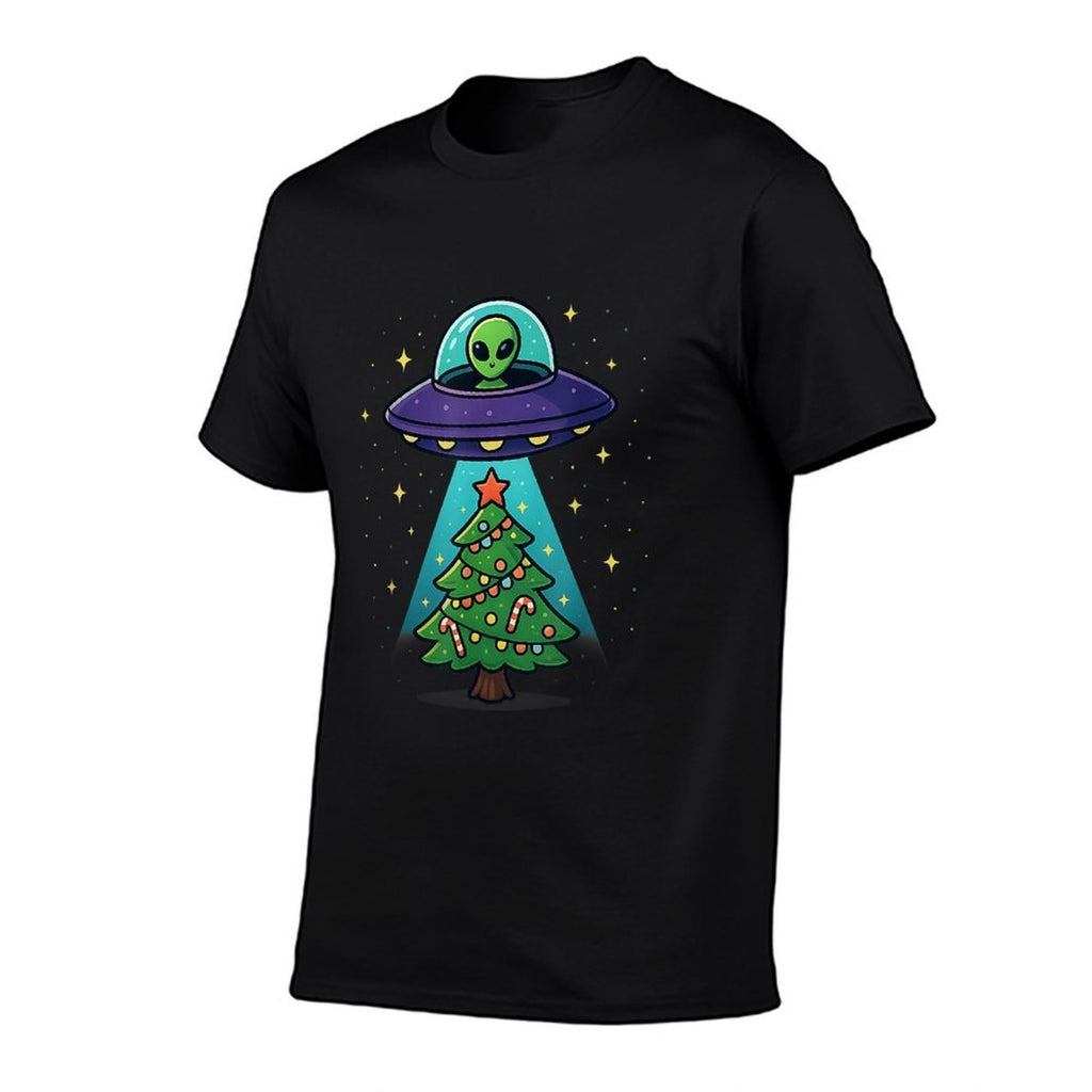 Alien Christmas Lights UFO Holiday Abduction Christmas Tree Comfortable T-Shirt