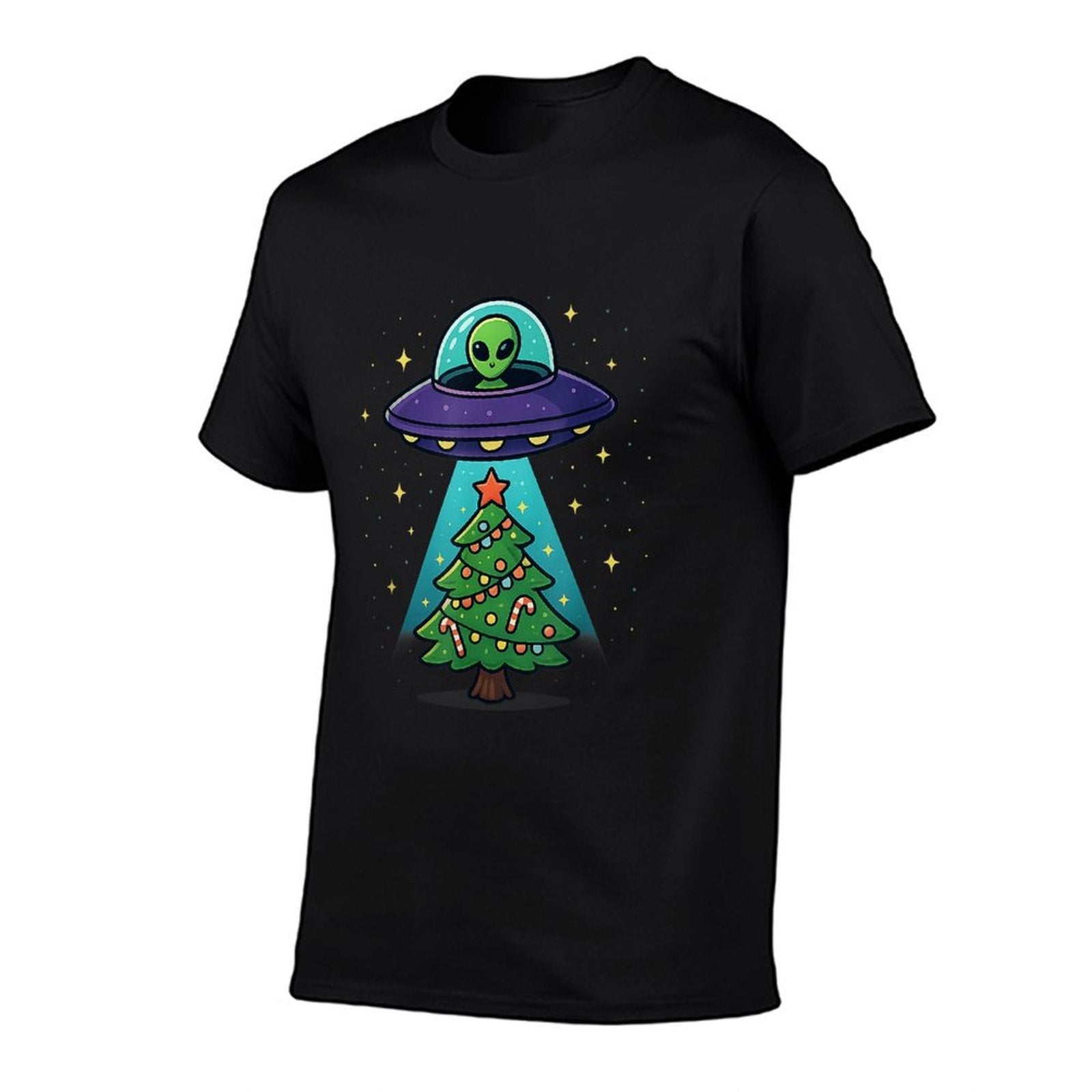 Alien Christmas Lights UFO Holiday Abduction Christmas Tree Comfortable T-Shirt