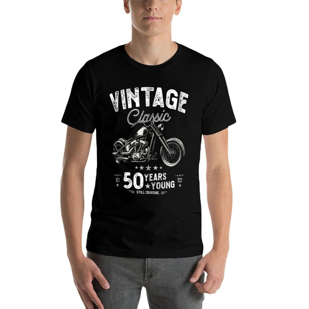 Mens Motorbike 50th Birthday Funny Cool Cruiser Fathers Day  Slim-fit Cut T-Shirt