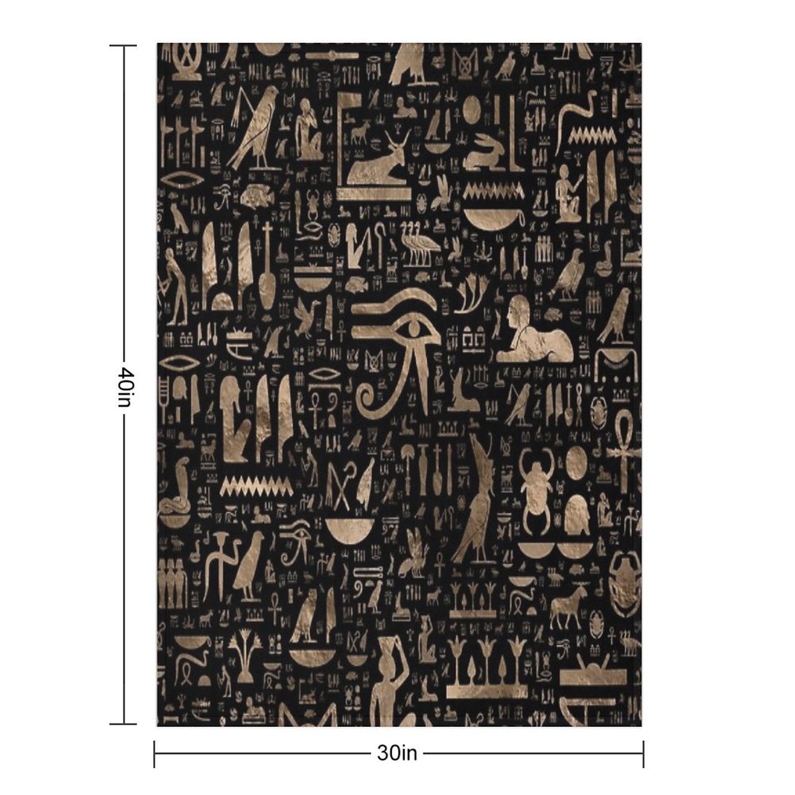 Ancient Egyptian Hieroglyphs - Black And Gold Quick-dry Throw Blanket