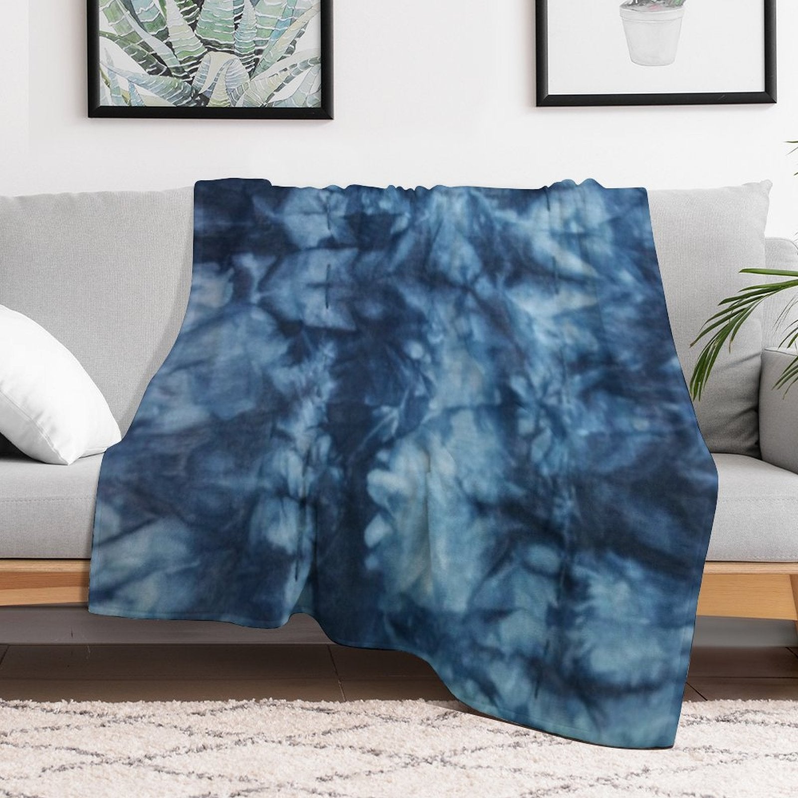 Blue Tie Dye Durable Throw Blanket