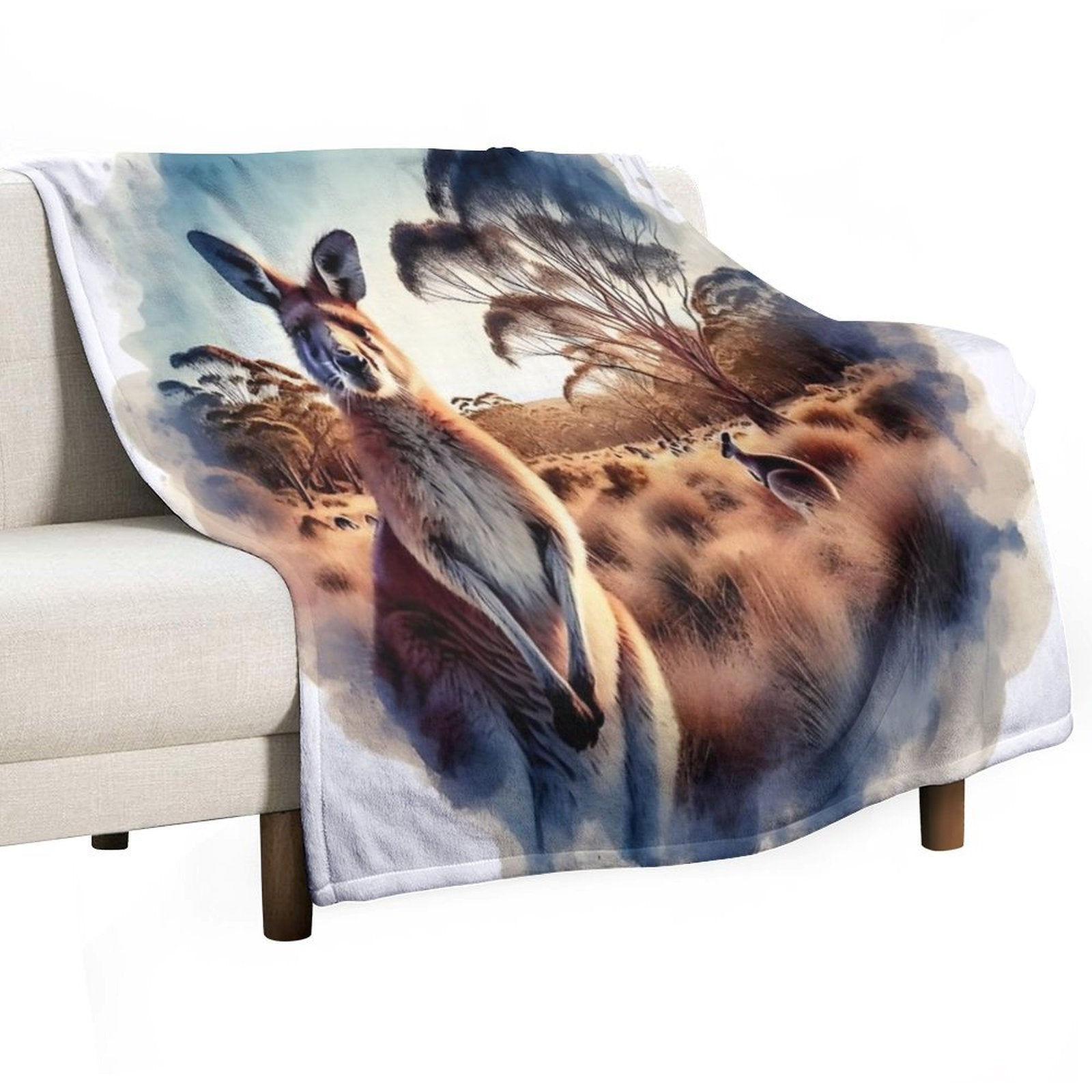 Kangaroo Plush Throw Blanket