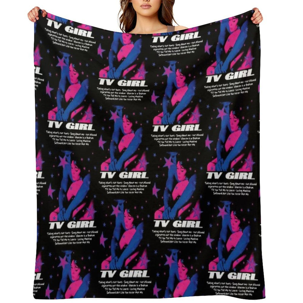 TV Girl Vintage Machine-washable Throw Blanket