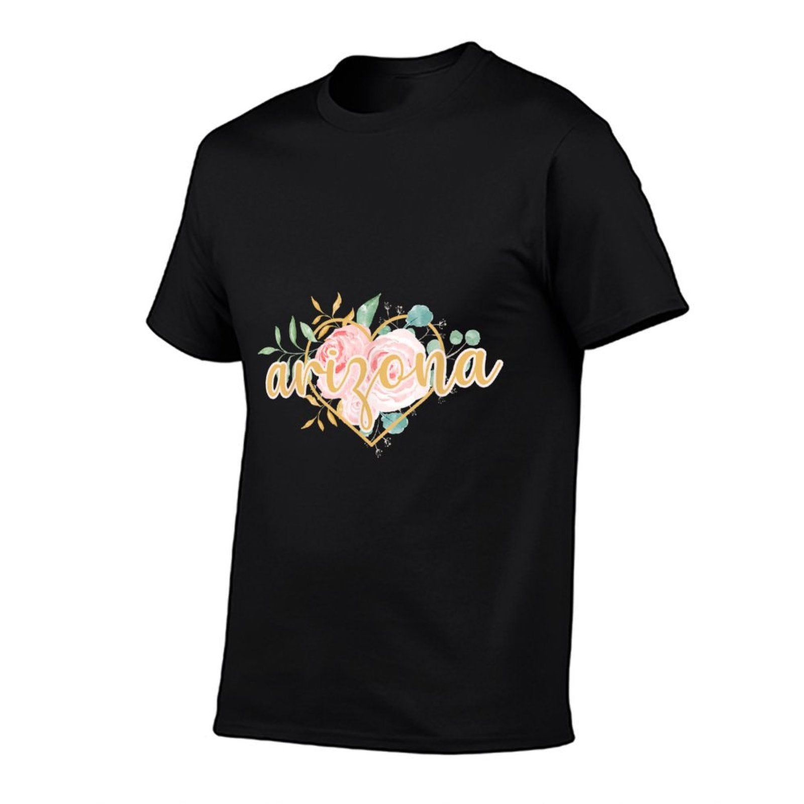 Arizona Floral Heart Pink Watercolor Roses Mothers Day Gift  Summer-ready Fabric T-Shirt