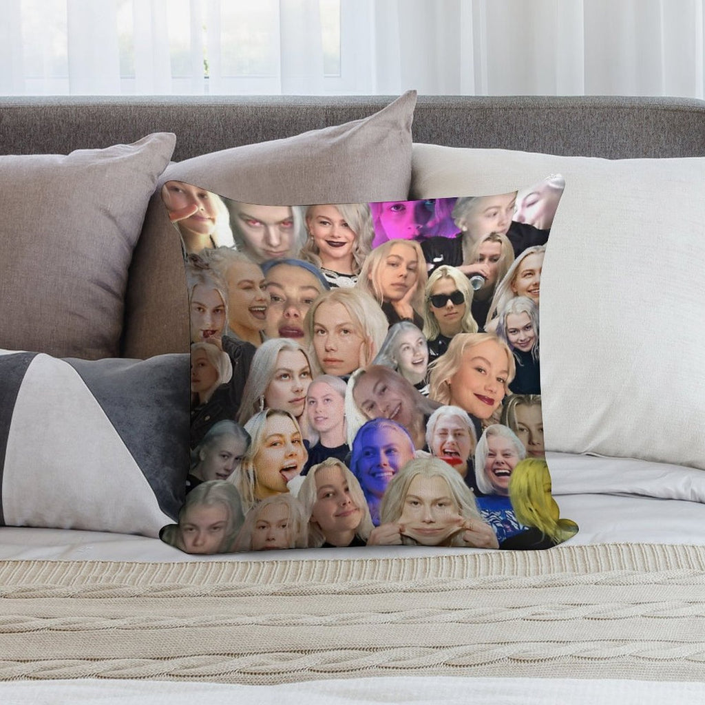 Phoebe Bridgers Face Collage Soft Easy Maintenance Throw Pillow