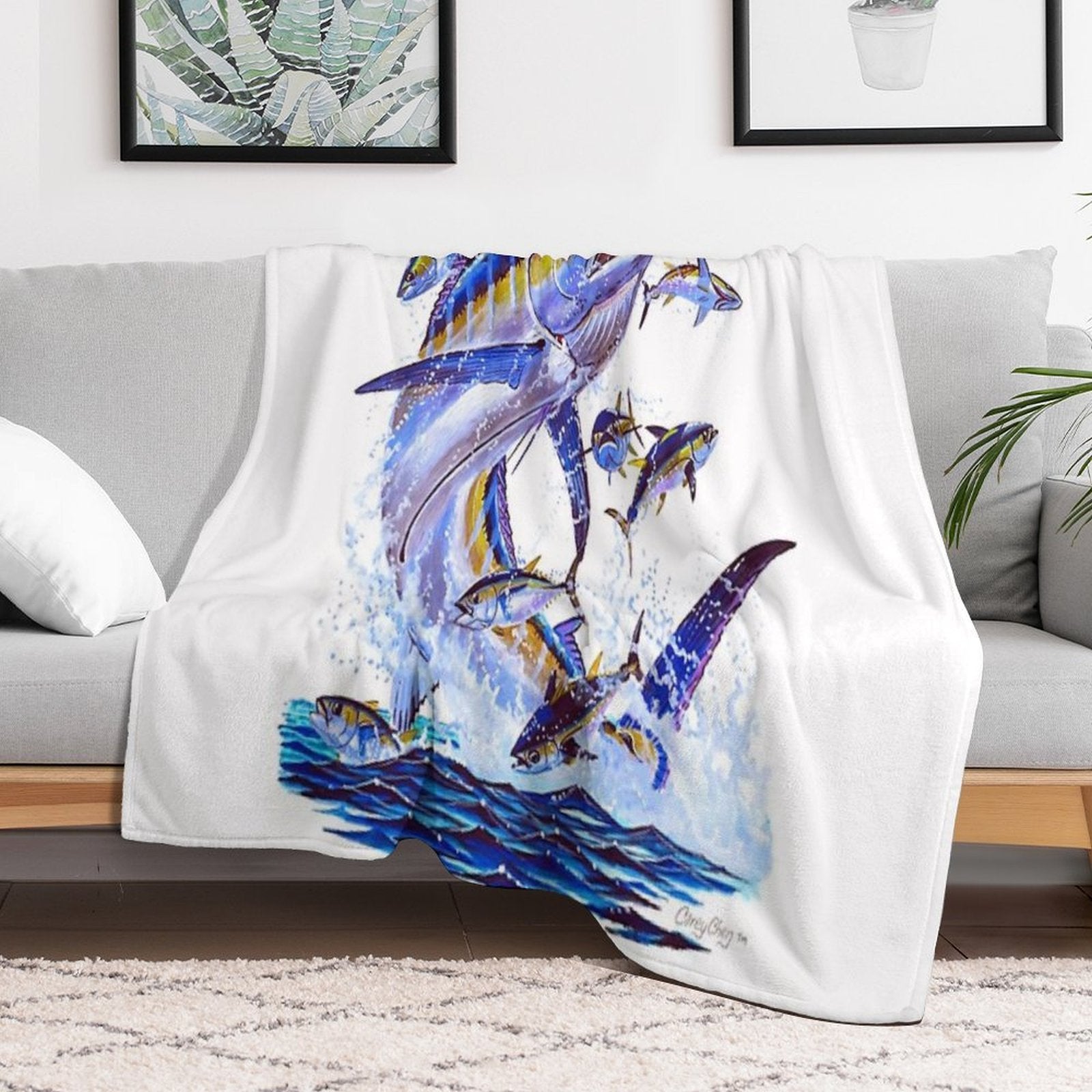 Blue Marlin And Tunas Quick-dry Throw Blanket