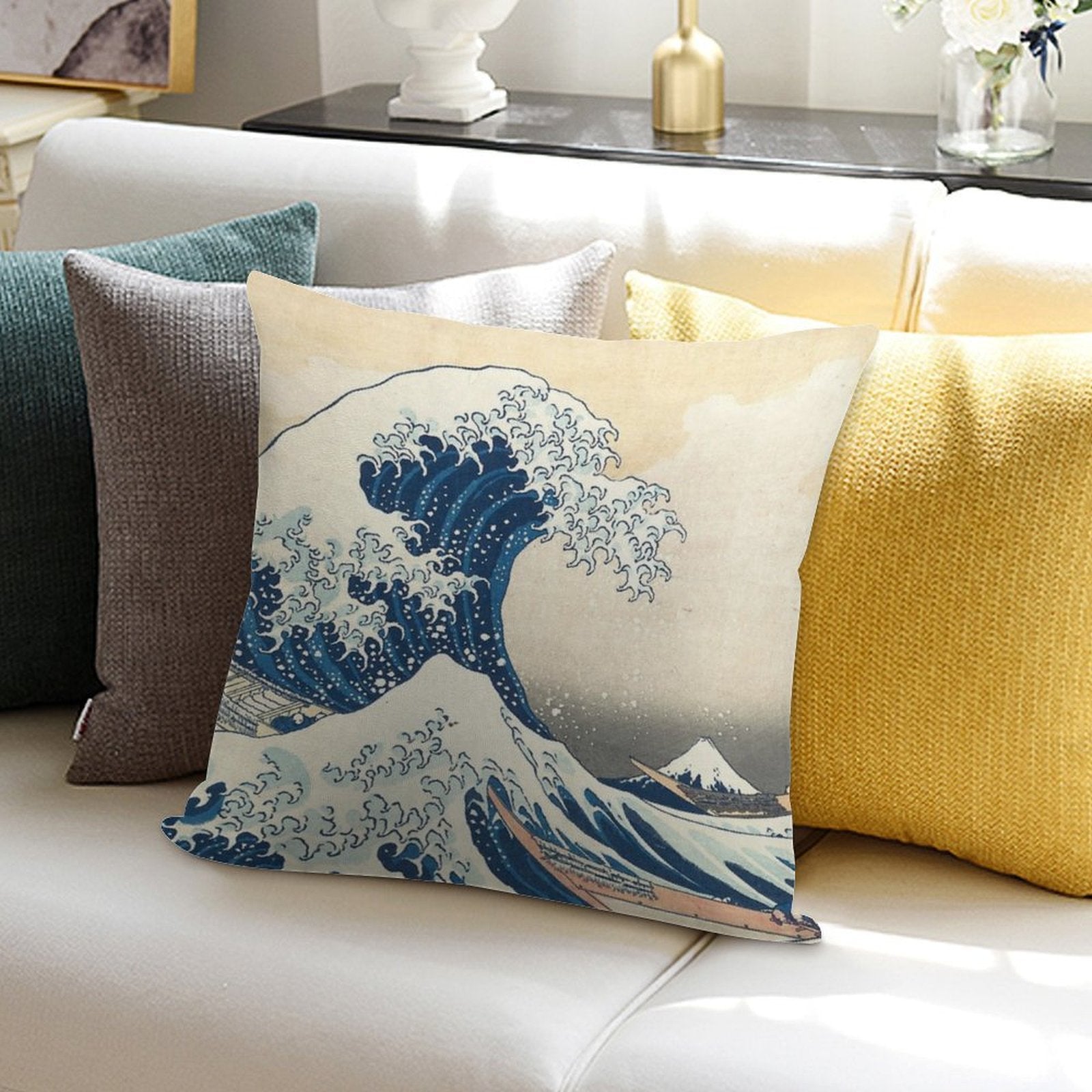 The Great Wave Off Kanagawa Soft Warmth Comfort Throw Pillow