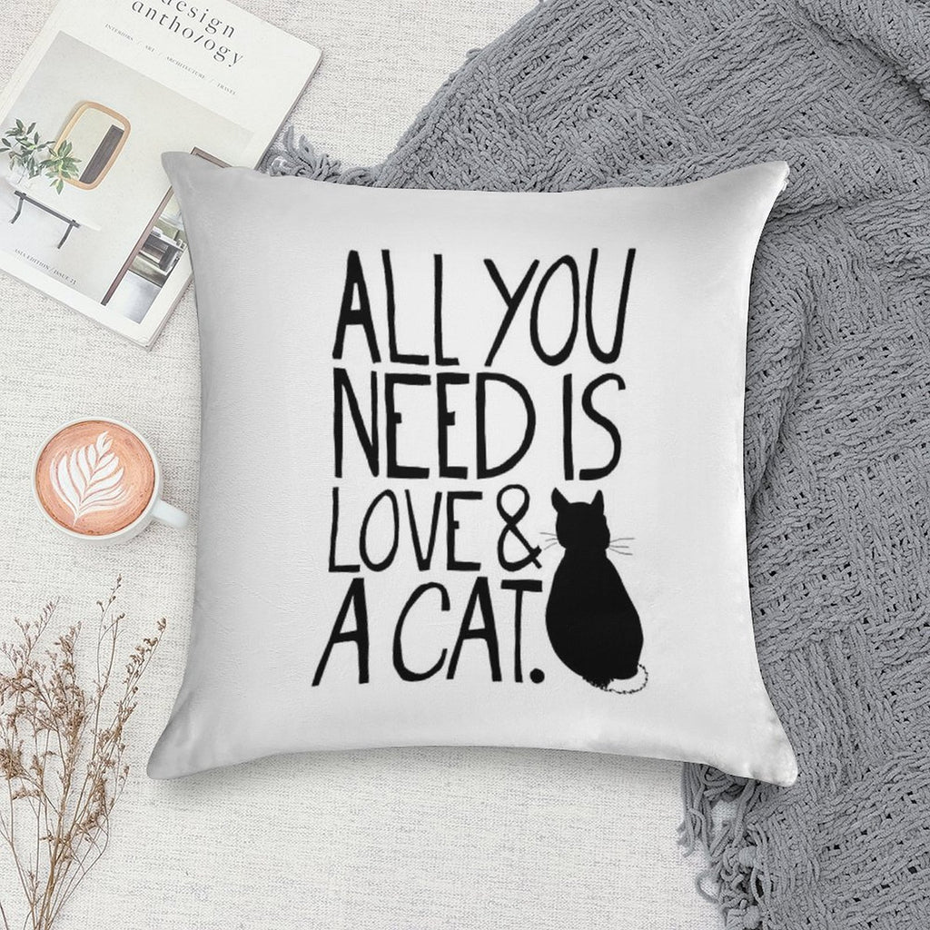 All You Need Is Love And A Cat Soft Shrink-Resistant Throw Pillow