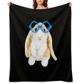 Bunny with Glasses Velvety-soft Throw Blanket