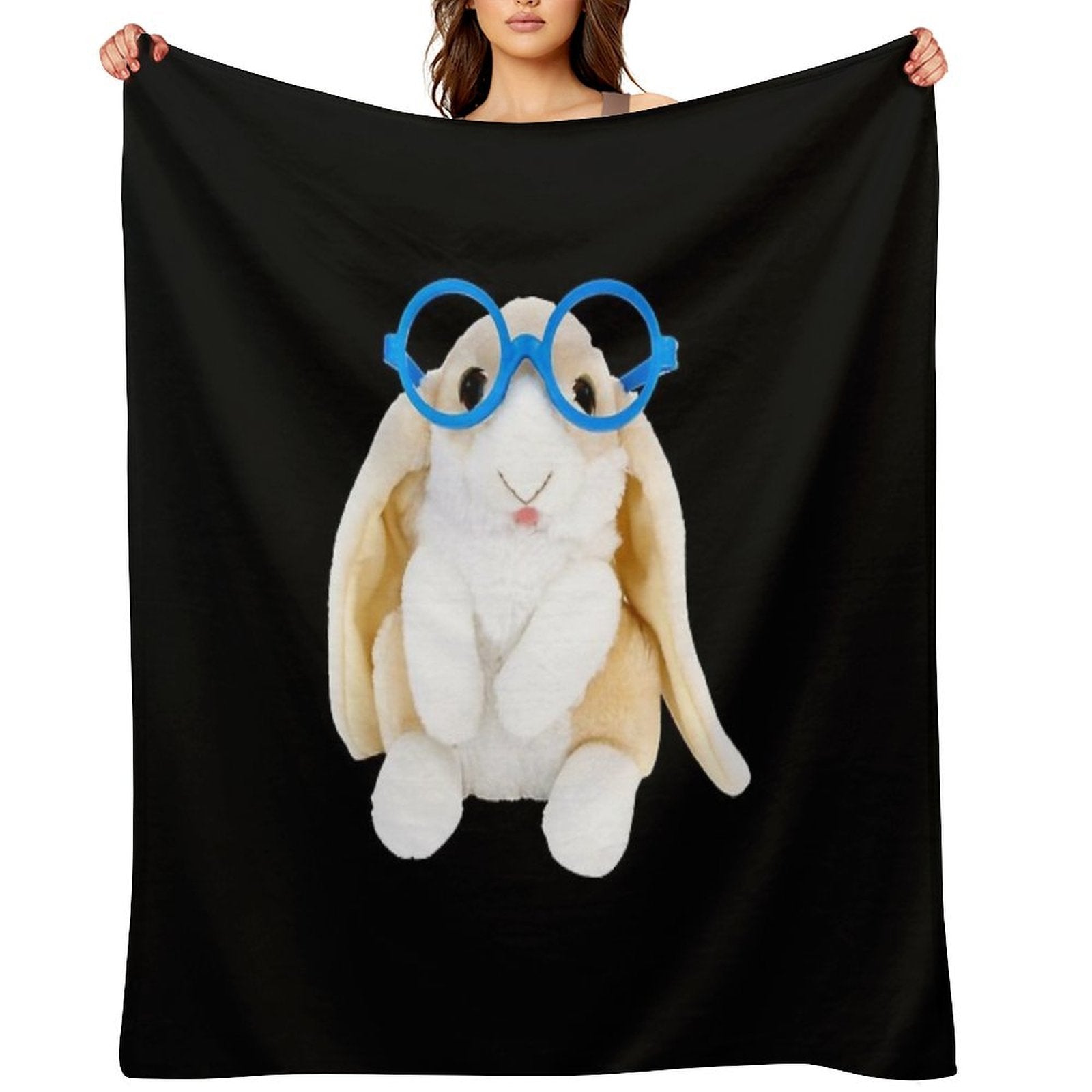 Bunny with Glasses Velvety-soft Throw Blanket
