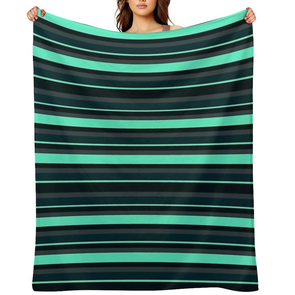 Teal Stripes Multi-functional Throw Blanket