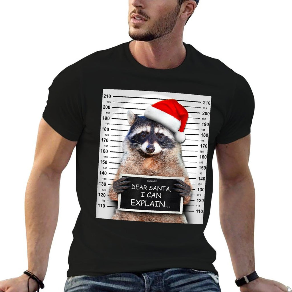 Dear Santa I Can Explain Funny Christmas Raccoon  Moisture-wicking T-Shirt