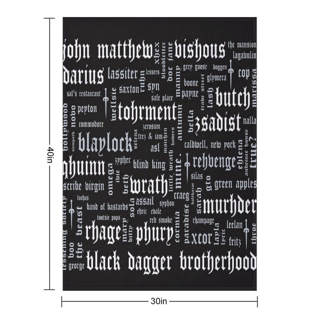 Black Dagger Brotherhood Word Cloud - Landscape All-season Throw Blanket