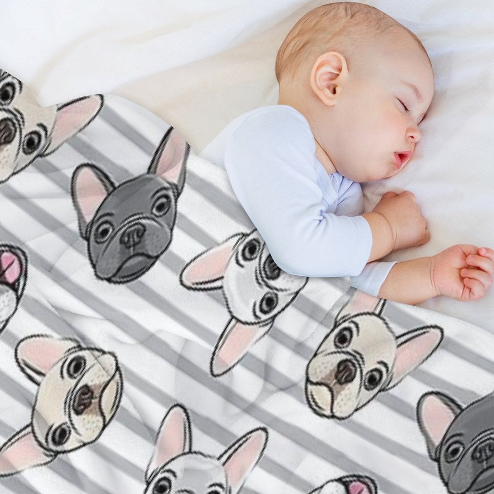 All The Frenchies - Grey Stripes - Cute French Bulldogs All-season Throw Blanket