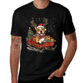 Santa Pitbull Reindeer Light Christmas  Trendy Pattern T-Shirt
