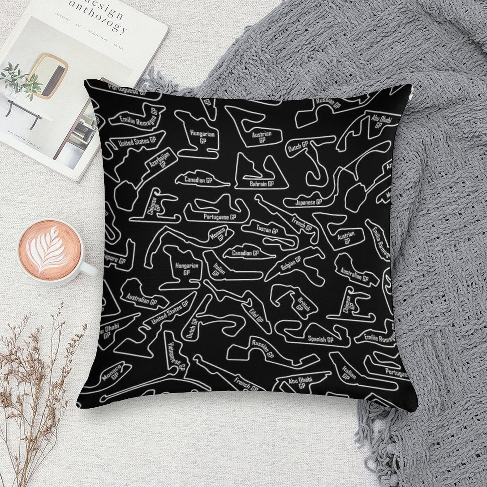 Race Circuits - Pattern Soft Shrink-Resistant Throw Pillow