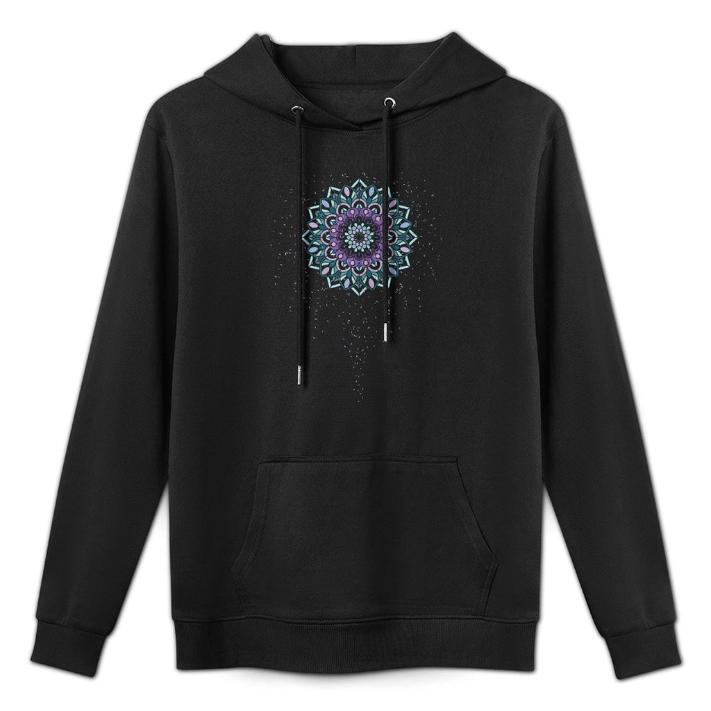 Womens Yoga Mandala Meditation T-shirt Blue, Purple, Pink Confetti Pilling-Resistant Hoodie