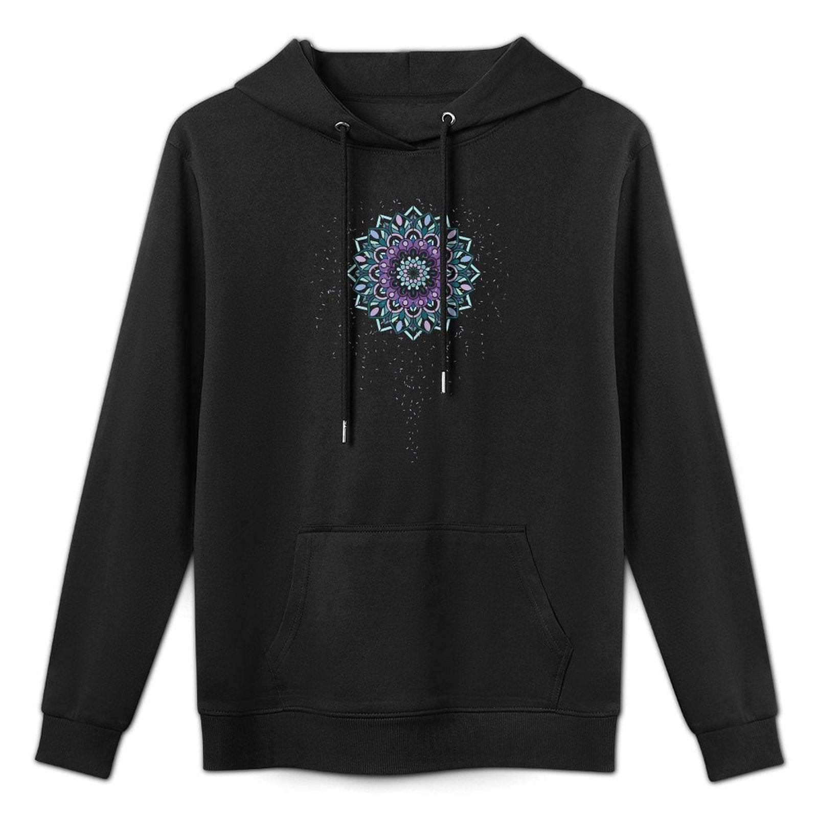 Womens Yoga Mandala Meditation T-shirt Blue, Purple, Pink Confetti Pilling-Resistant Hoodie