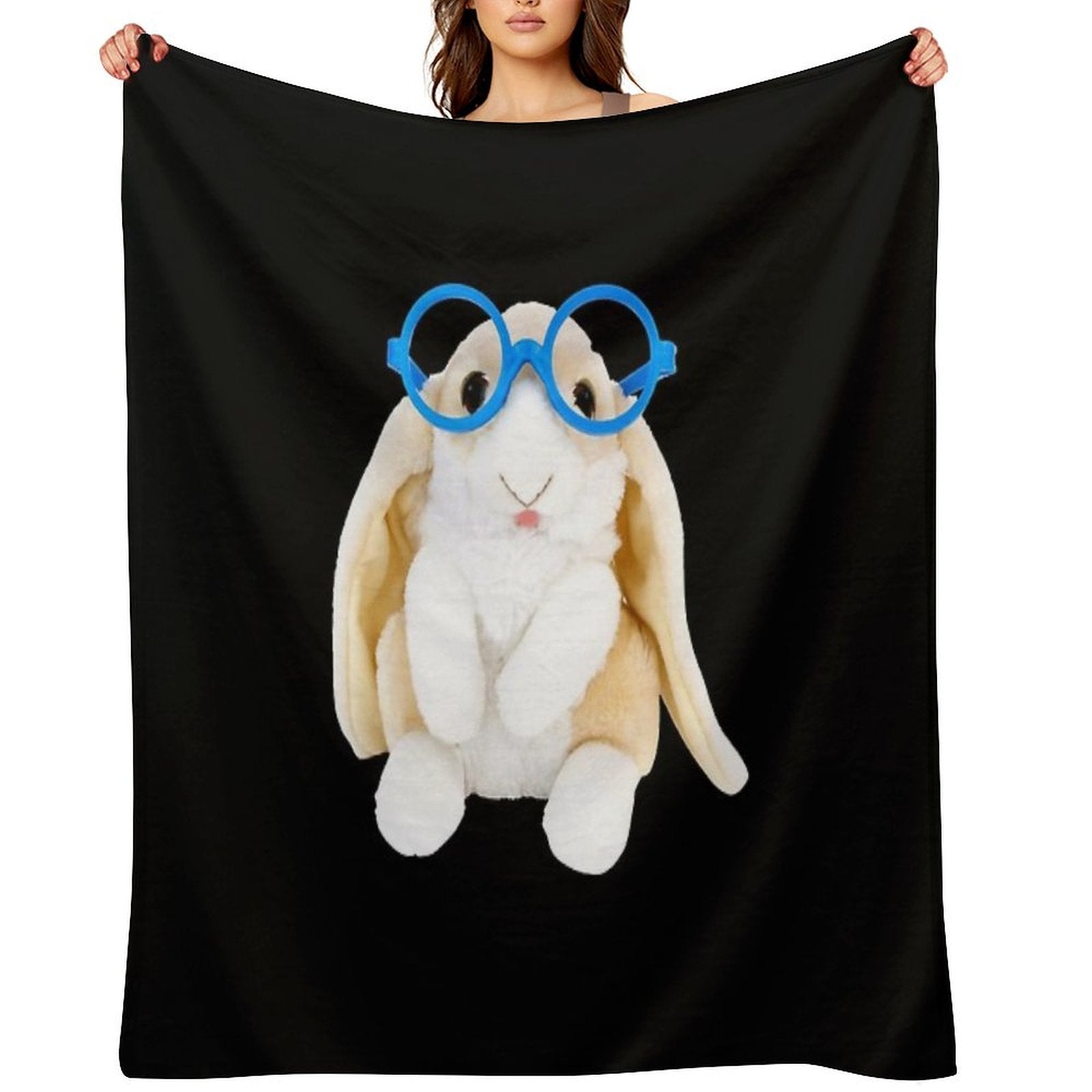 Bunny with Glasses Velvety-soft Throw Blanket