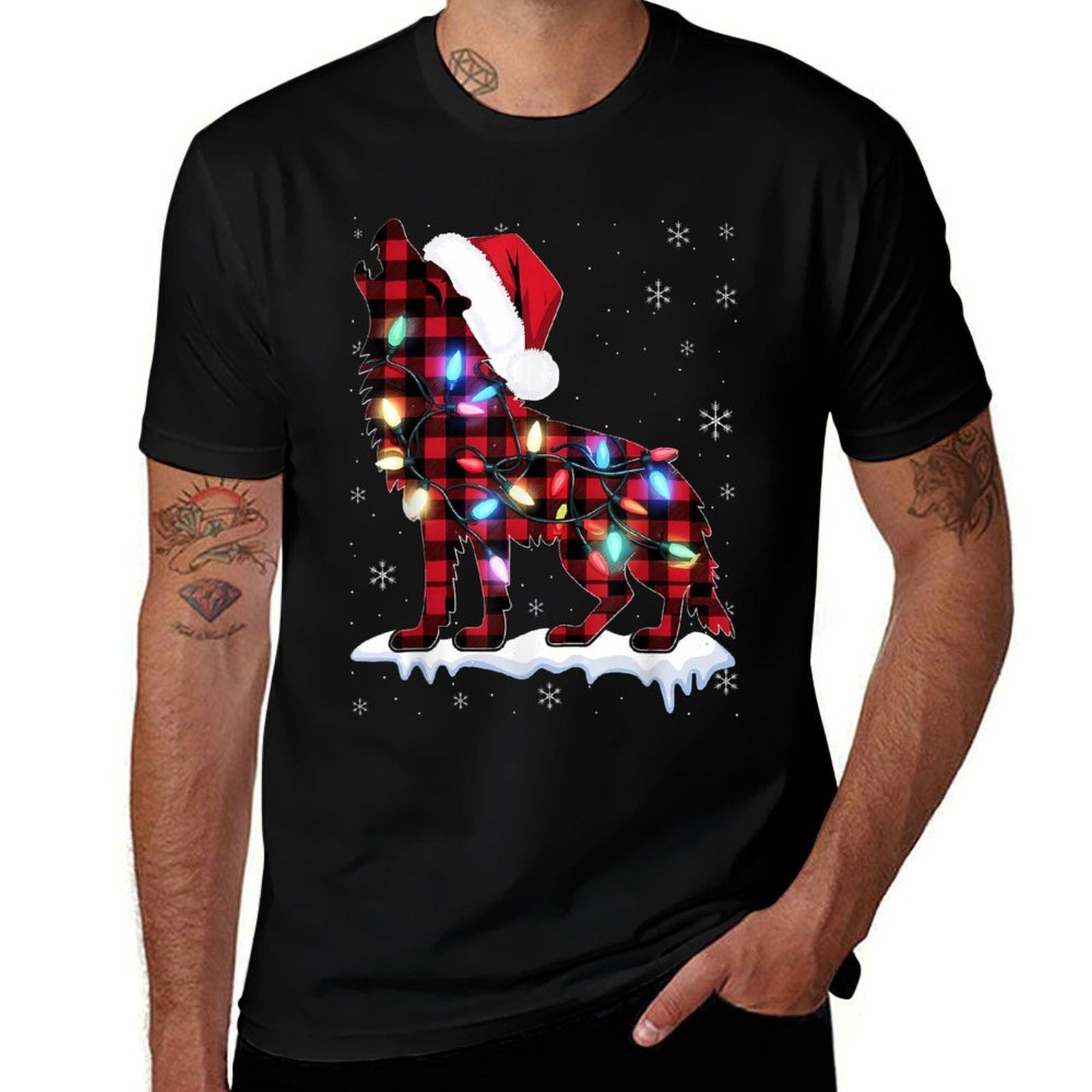 Wolf Pajama Family Matching Group Christmas  Graphic-printed T-Shirt