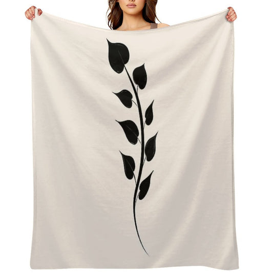 Minimalist Twig of Eucalyptus Branch in Black Abstract Watercolor Tropical Boho Minimalist Art Warm Earthy Tones Pastel Colors S Versatility Throw Blanket