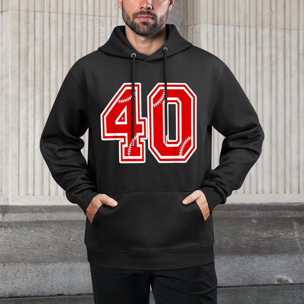 Red Baseball Number 40 Mens 40th Birthday T Unisex Design Hoodie