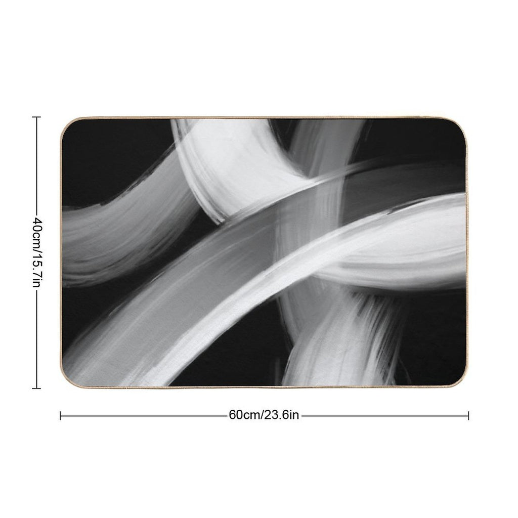 Black And White Fine Art Painted Abstract  Anti-Trip Bath Mat