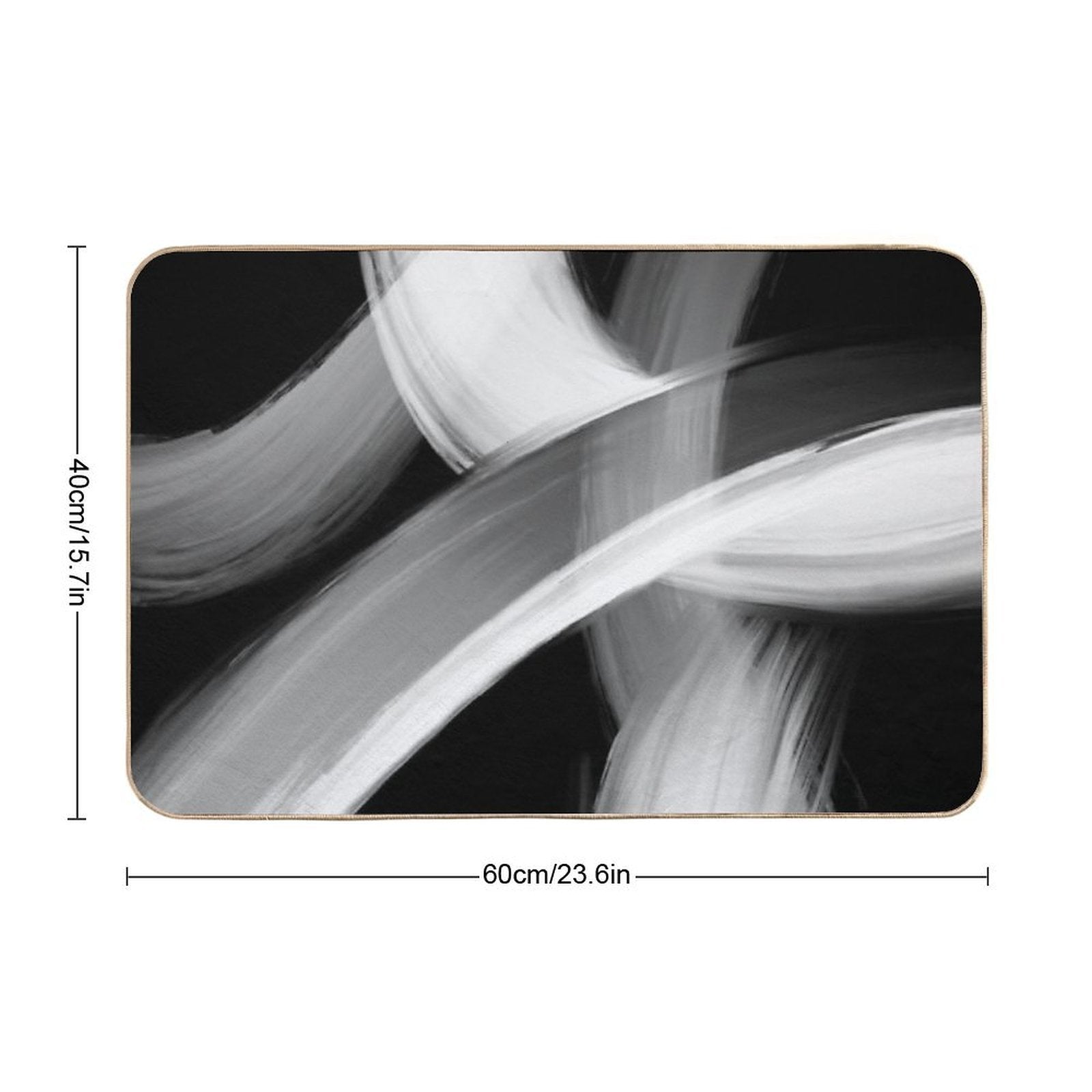 Black And White Fine Art Painted Abstract  Anti-Trip Bath Mat