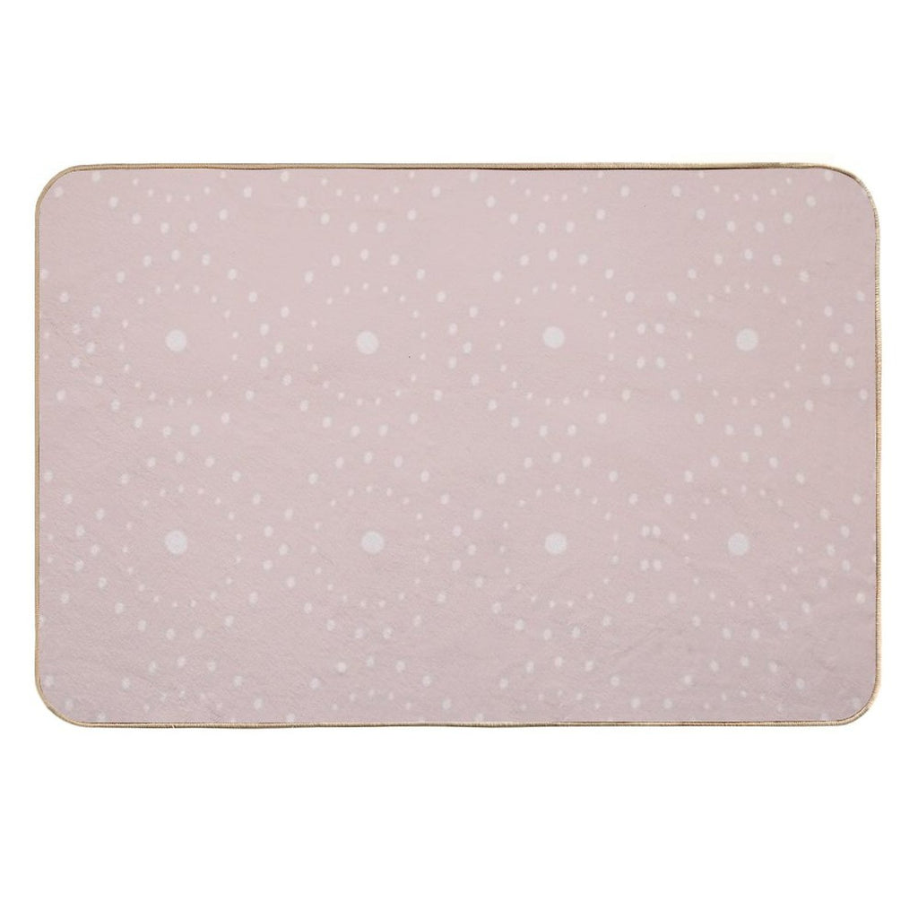 Cute Boho Minimalist Dotted Circles Design Pale Pink Durable Bath Mat