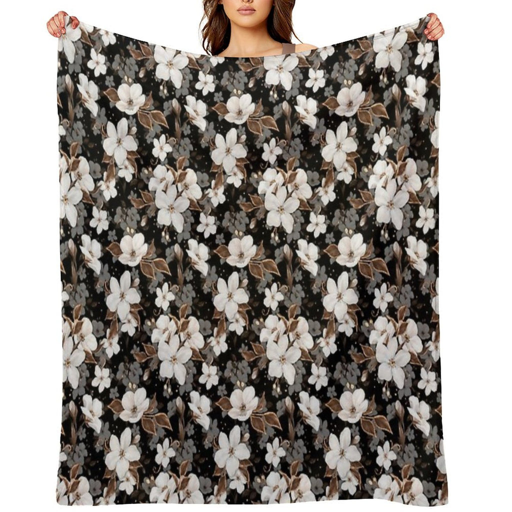 Apple Flowers. Decorative Floral Pattern Sustainable Throw Blanket