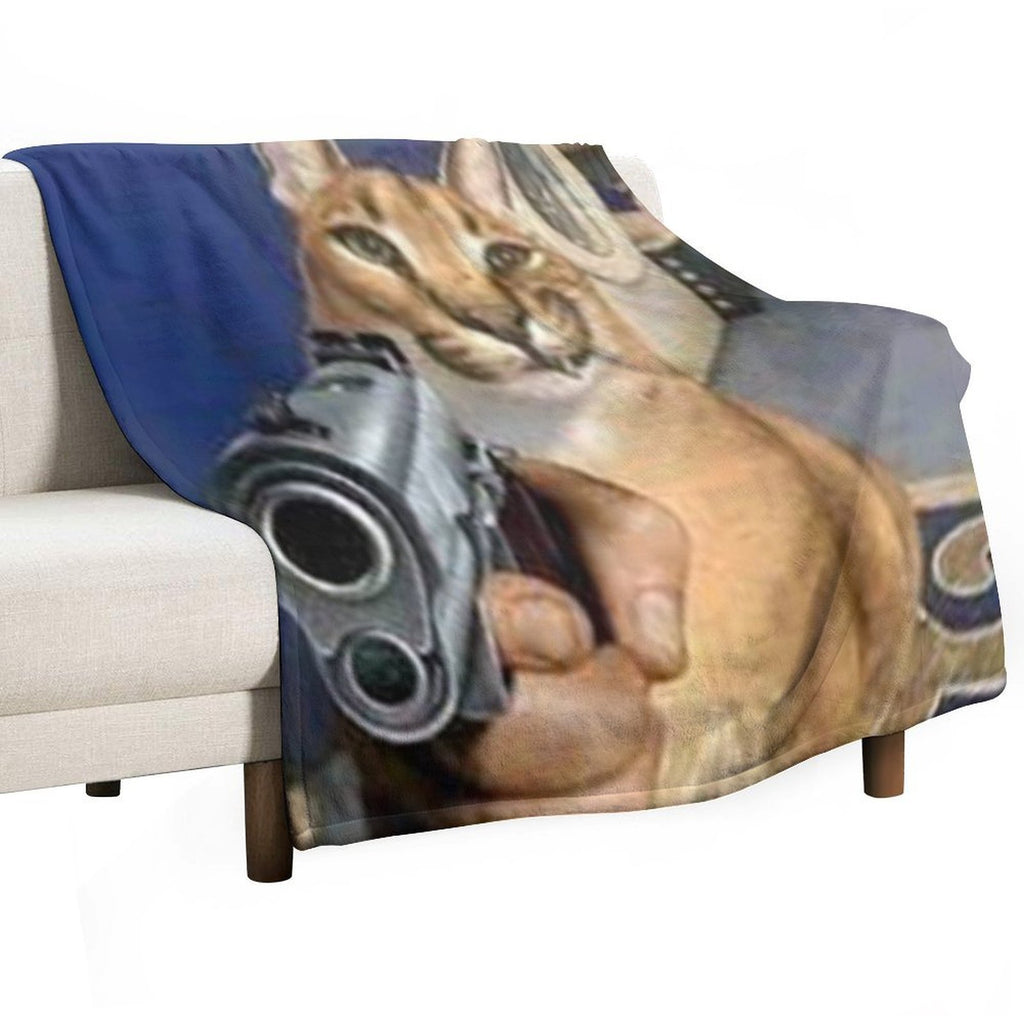 Big Floppa Gangsta Sustainable Throw Blanket