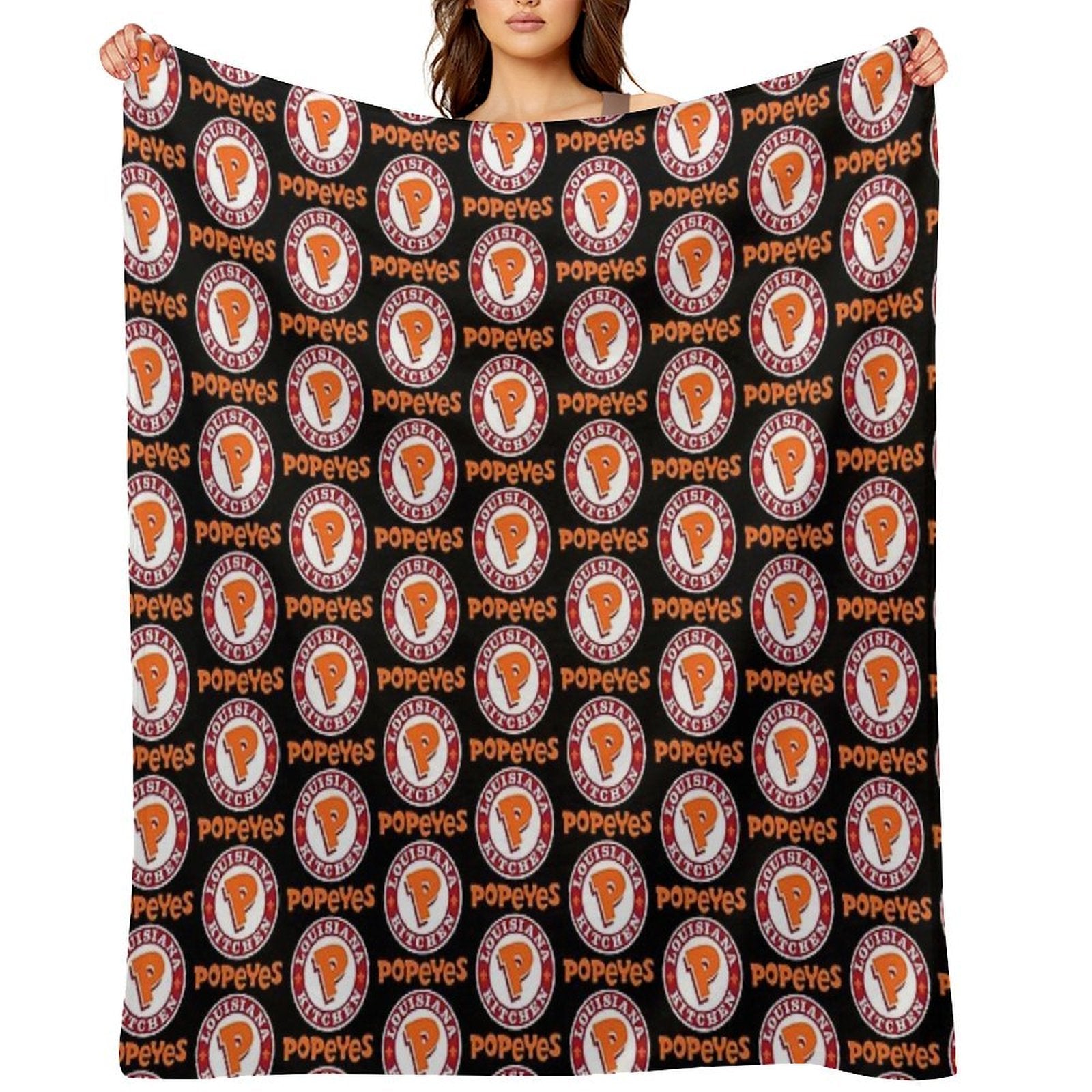 Louisiana Kitchen Popeyes Classic Logos Premium Throw Blanket
